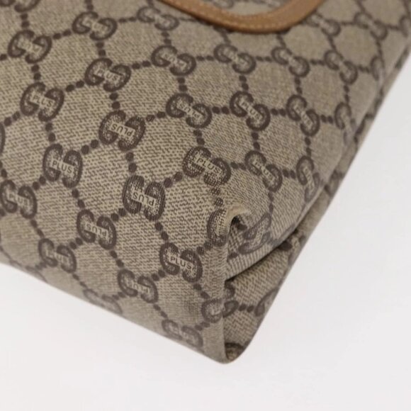 GUCCI GG Plus Supreme Web Sherry Line Tote Bag PVC Beige Gold - Picture 4 of 16